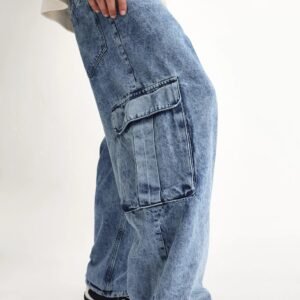 Alternative view of Rare Rabbit Men's Baey Blue Cotton Plain Baggy Fit Jeans