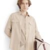 Rare Rabbit Men's Haxlr Beige Cotton Blend Plain Regular Fit Full Sleeve Collared Shirt