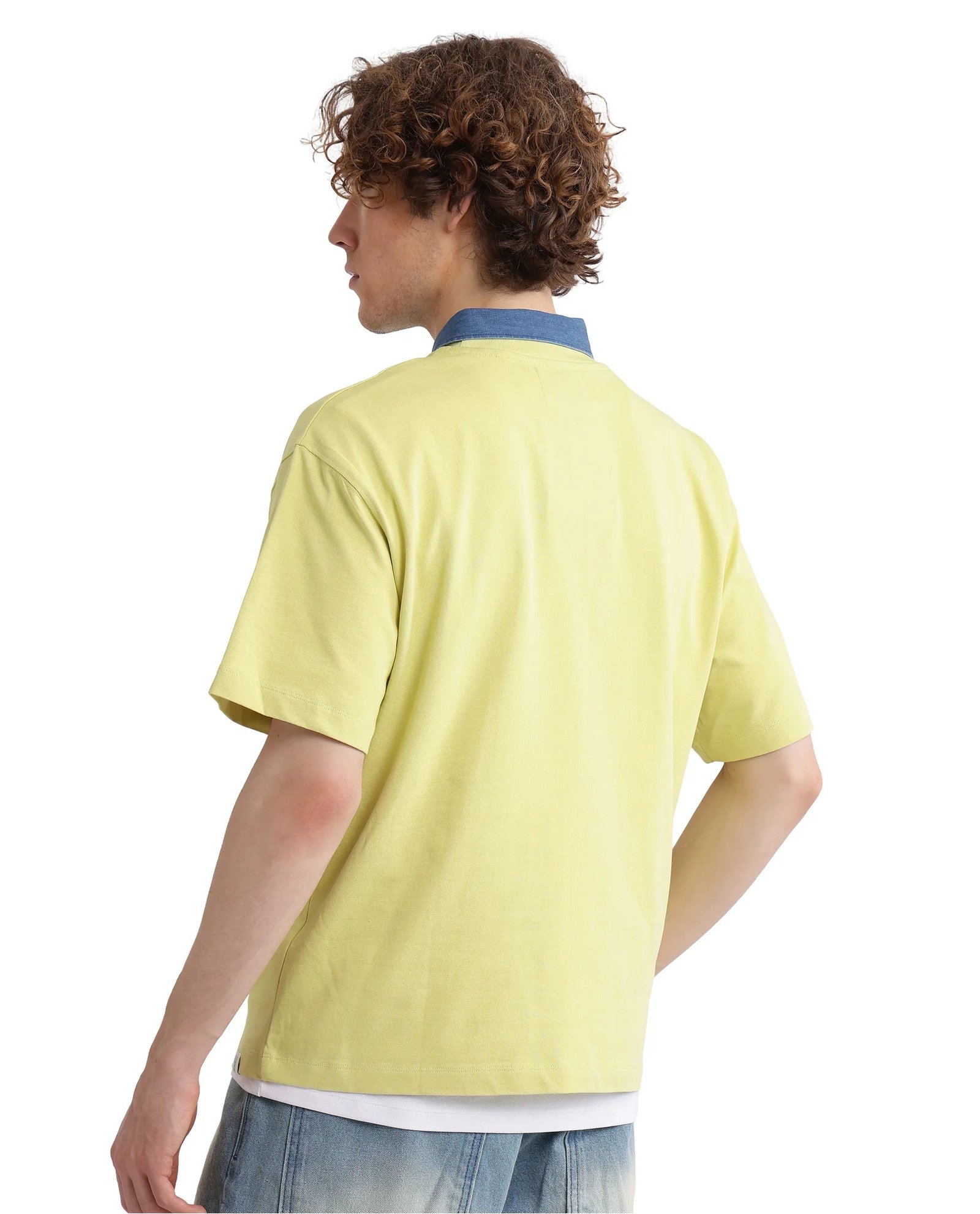 Rare Rabbit Men's Just Light Yellow Cotton Graphic Print Boxy Fit Half Sleeve Crew Neck T-Shirt - Image 6