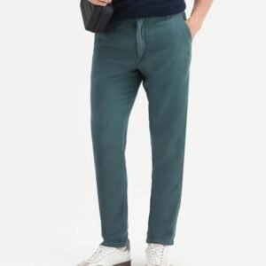 Rare Rabbit Men's Pastor 25 Teal Cotton Plain Regular Fit Trouser