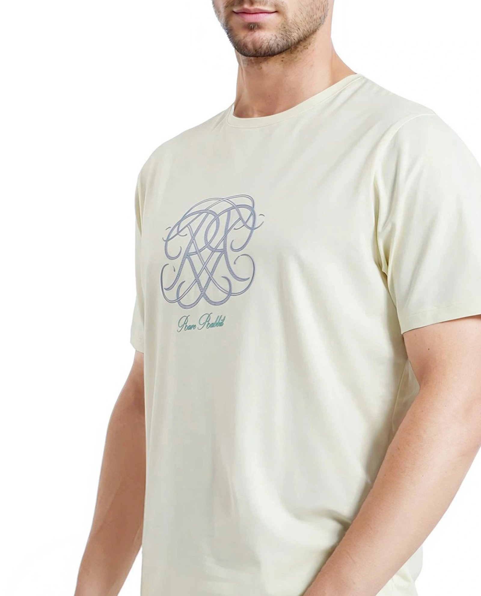 Rare Rabbit Men's Wrax Pastel Yellow Cotton Graphic Print Regular Fit Half Sleeve Crew Neck T-Shirt - Image 4