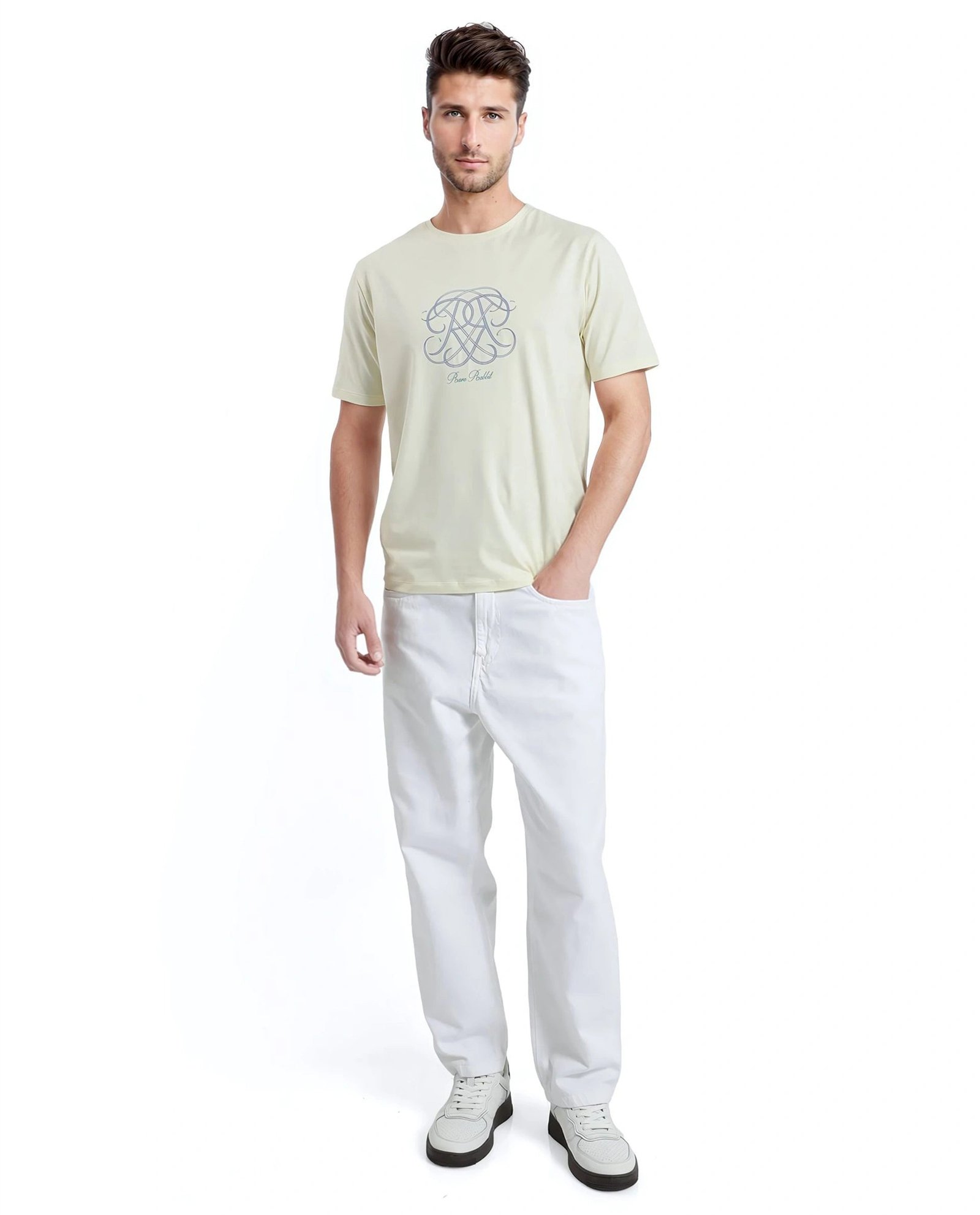 Rare Rabbit Men's Wrax Pastel Yellow Cotton Graphic Print Regular Fit Half Sleeve Crew Neck T-Shirt - Image 3