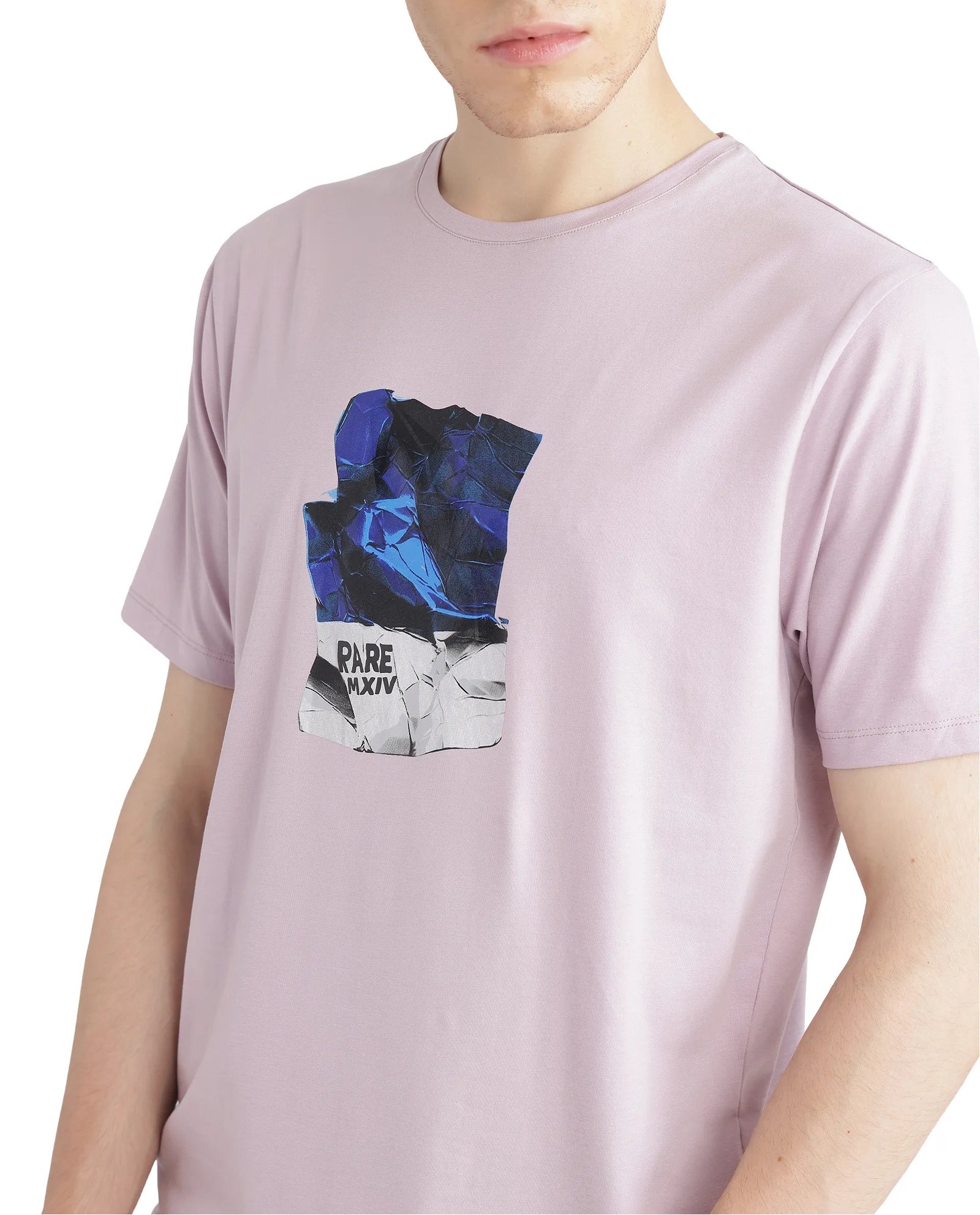 Rare Rabbit Men's Zarf Dusky Pink Cotton Graphic Print Regular Fit Half Sleeve Crew Neck T-Shirt - Image 7